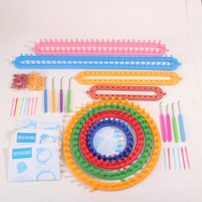 1pc/2pcs/4pcs Hand Knitting Loom Kit, DIY Knitting Craft Tools For Blanket, Scarf, Hat, Shawl, Knitting Needles, Crochet Hook, DIY Sweater, Blanket, Knitting Machine Board Set For Beginner (Random Color, Random Accessories)