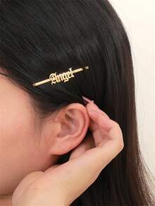 1 kẹp tóc tên cổ điển tùy chỉnh, phụ kiện tóc văn bản tiếng Anh cổ điển tùy chỉnh, kẹp tóc tên cá nhân bằng thép không gỉ quà tặng cho phụ nữ, ngày của mẹ, sinh nhật, giáng sinh - Vàng - Xem 4