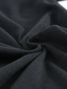 Sequined Halloween Grimace Graphic Button Front Long Sleeve V Neck Cardigan - Black - View 5