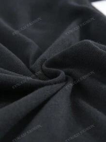 Cardigan à manches longues, col en V, boutonnage devant avec motif grimace Halloween pailleté
