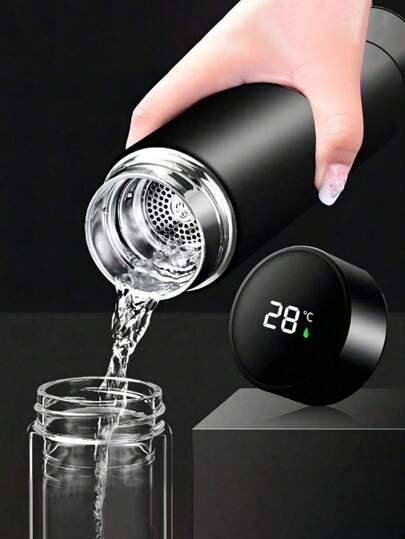 1pc Coffee/Tea , Smart Coffee Bottle, LED Temperature Display, Sports Water Bottle, Double Wall Vacuum Insulated Water Bottle, Stay Hot Or Cold For 24 Hours(480ml) Back To School