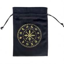 1pc Thick Velvet Tarot Oracle Card Pouch Drawstring Storage Bag Handbag Divination Game Energy Stone Small Items Storage Bag Easter Christmas Halloween Gift Bag Back To School