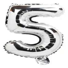Silver Balloon Number FIVE Large Party Decoration 32 Inches - 銀色 - 查看 1