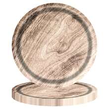 10 chiếc đĩa tiệc vân gỗ tự nhiên cổ điển, khay tròn, dễ vệ sinh, khay đựng thức ăn, đồ dùng trên bàn, đĩa ăn, đồ trang trí nhà cửa, quà tặng Giáng sinh - Nhiều màu - Xem 1