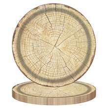 10 chiếc đĩa tiệc vân gỗ tự nhiên cổ điển, khay tròn, dễ vệ sinh, khay đựng thức ăn, đồ dùng trên bàn, đĩa ăn, đồ trang trí nhà cửa, quà tặng Giáng sinh - Nhiều màu - Xem 4