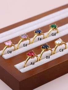 1枚DIY新款心形经典简约戒指，铜质微镶锆石镀18K金女士情侣女孩心形日常戒指