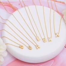 1 chiếc dây chuyền chữ cái, dây chuyền chữ cái màu vàng, quà tặng Ngày của Mẹ, quà tặng sinh nhật, dây chuyền chữ cái 3D (kiểu chữ cũ hoặc mới ngẫu nhiên) - Vàng - Xem 5