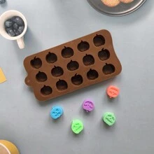 1 件硅胶 15 腔南瓜鬼形巧克力模具、DIY 糖果布丁模具、不粘易脱冰块托盘，适用于万圣节派对用品万圣节派对 - 巧克力色 - 查看 9