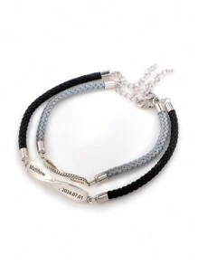 1 pieza de pulsera personalizada grabada con nombre y fecha para pareja, regalo para el Día de San Valentín, Día del Padre, Día de la Madre, cumpleaños, aniversario, amigos, graduación, Navidad - Estilo 1 - Ver 7