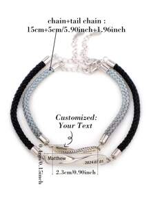 1 pieza de pulsera personalizada grabada con nombre y fecha para pareja, regalo para el Día de San Valentín, Día del Padre, Día de la Madre, cumpleaños, aniversario, amigos, graduación, Navidad - Estilo 1 - Ver 4