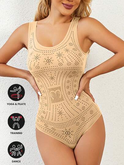 Sports Outdoor Seamless Solid Shaping Bodysuit, Tummy Control Butt Lifting Slimming Slip Body Shaper, Women's Underwear & Shapewear Waist Trainer Corset Gym Accessories For Belly Slimming Girdles, Lumbar Girdles For Belly Slimming Corset