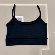 Kit 2 Women's Fitness Tops Thin Strap Black Without Pads High Support - 黑色 - 查看 3