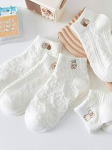 Sport în aer liber 5 perechi de șosete florale pentru bărci pentru femei, șosete drăguțe de desene animate, șosete moi și confortabile pentru absorbția transpirației deasupra gleznei