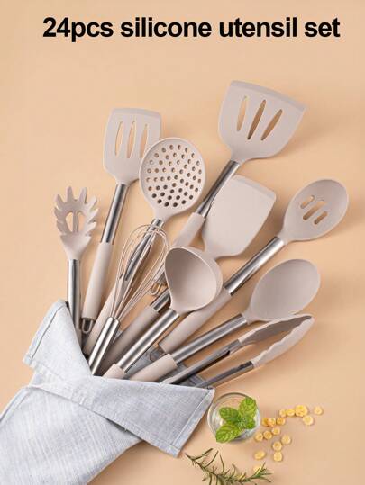 Silicone Kitchen Utensil Set - Heat Resistant, Non-Stick Cooking Tools With Stainless Steel Handles, Dishwasher Friendly - Perfect For Christmas, Easter Silicone Kitchen Utensils Silicone Kitchen Utensils Set
