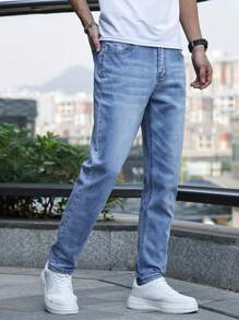 Men's Minimalist Versatile Fashionable Denim Jeans - Medium Wash - View 3