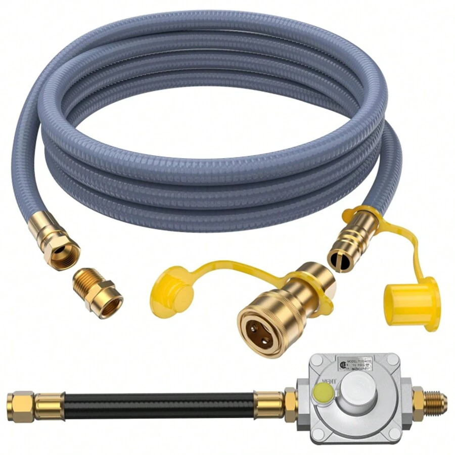 12 pies 1/2" ID Manguera de conexión rápida de gas natural y regulador de repuesto para el kit de conversión de parrilla de gas KitchenAid 710-0003, convertir parrilla de gas a gas natural - Gris - Ver 1