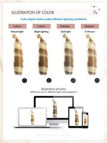 22英寸150克耐热合成法式卷发编织接发，巧克力棕色和灰绿色可选，自然波浪钩针假发，蓬松波浪编织接发，适合女性日常、节日、派对和角色扮演。 - 彩色 - 查看 9