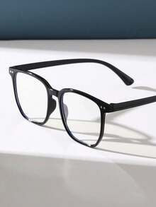 1pc Women Classic Plastic Geometric Frame Modern Simple Style Clear Glasses For Daily Life Office Reading Outdoor Casual Activities Accessories - Clear - View 4