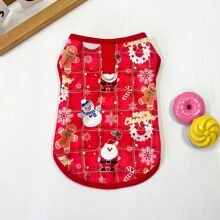 Breathable Pet Christmas Vest Snowman Printed For Medium Small Dogs Cats Indoor Outdoor - Red - View 13