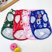 Oddychająca kamizelka świąteczna dla małych/średnich psów i kotów, nadruk bałwana, do noszenia wewnątrz/na zewnątrz