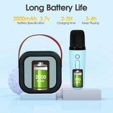 Portable Bluetooth Speaker With 2 Microphones For Karaoke - 藍色 - 查看 4