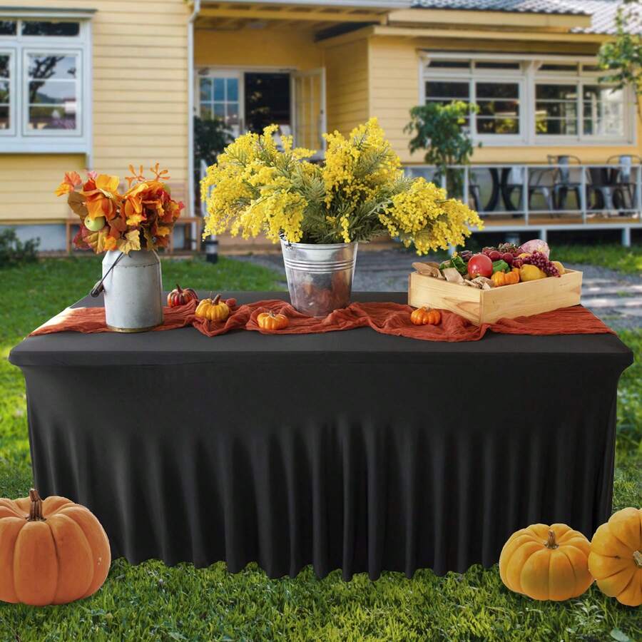 1 件纯色可拉伸桌布，酒店桌裙。会议桌签到桌裙展览活动桌罩，矩形桌罩，适用于 6 英尺矩形桌的白色氨纶桌布，防皱合身桌罩 6 英尺弹力桌布带裙，适用于派对婚礼生日宴会婴儿洗礼，适用于 6 英尺矩形桌的合身桌布，适用于 6 英尺桌子的桌罩 - 彩色 - 查看 1