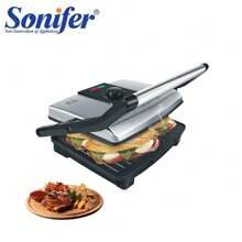 SONIFER 2000W Elektrogrill mit hoher Leistung, Edelstahlpfanne mit 9 Temperaturstufen, schnelle Erhitzung, isolierter Griff, Aufbewahrungsverriegelung, Ölvorratsbehälter, für Grillen von Steaks, Gemüse, Fleischbällchen, BBQ, Sandwiches