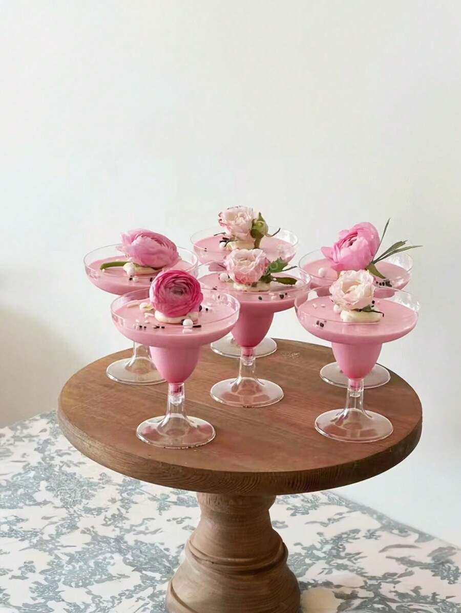 8/12pcs Set Tall Stemmed Dessert Cups, Suitable For Desserts, Summer Drinks, Juices, Smoothies, Wine, Cafes, Bars, Parties, Birthdays, Ice Cream, Reusable - Clear - View 1