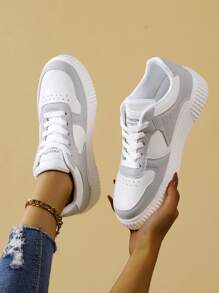 Fall/Winter Women Casual Shoes, Fashion Sneakers, Street Style Lightweight Skateboard Shoes - Grey - View 3