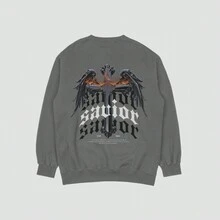 Bald Sweatshirt Without Hood Printed Cotton Flannel Savior Print Promotion (BACK) After Special Edition - 深灰色 - 查看 1