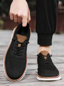 Ladies Dress Sneakers Casual Men Dress Shoes Mesh Sneakers Lightweight Breathable Fashion Walking Sneakers. - 黑色 - 查看 4
