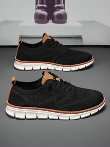 Ladies Dress Sneakers Casual Men Dress Shoes Mesh Sneakers Lightweight Breathable Fashion Walking Sneakers. - 黑色 - 查看 3