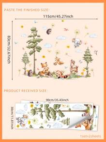 1 Set Cartoon Kiefer, Gänse, Wolke & Fuchs, Igel Wandaufkleber Dekoration für Kinderzimmer Hintergrund, Aufkleber, Wandtattoo, Vinyl Aufkleber für Heim-Dekorationen, Frühlingsdekoration Artikel um Ihr Zuhause aufzufrischen, Rama Dekorations Aufkleber Geschenke Geburtstag Abschluss - Verschiedenfarbig - Übersicht 7