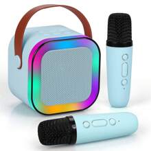 Portable Bluetooth Speaker With 2 Microphones For Karaoke - 藍色 - 查看 8