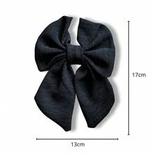 Large Elegant Luxury Adult Children's Hair Bow Clip - màu đen - Xem 2