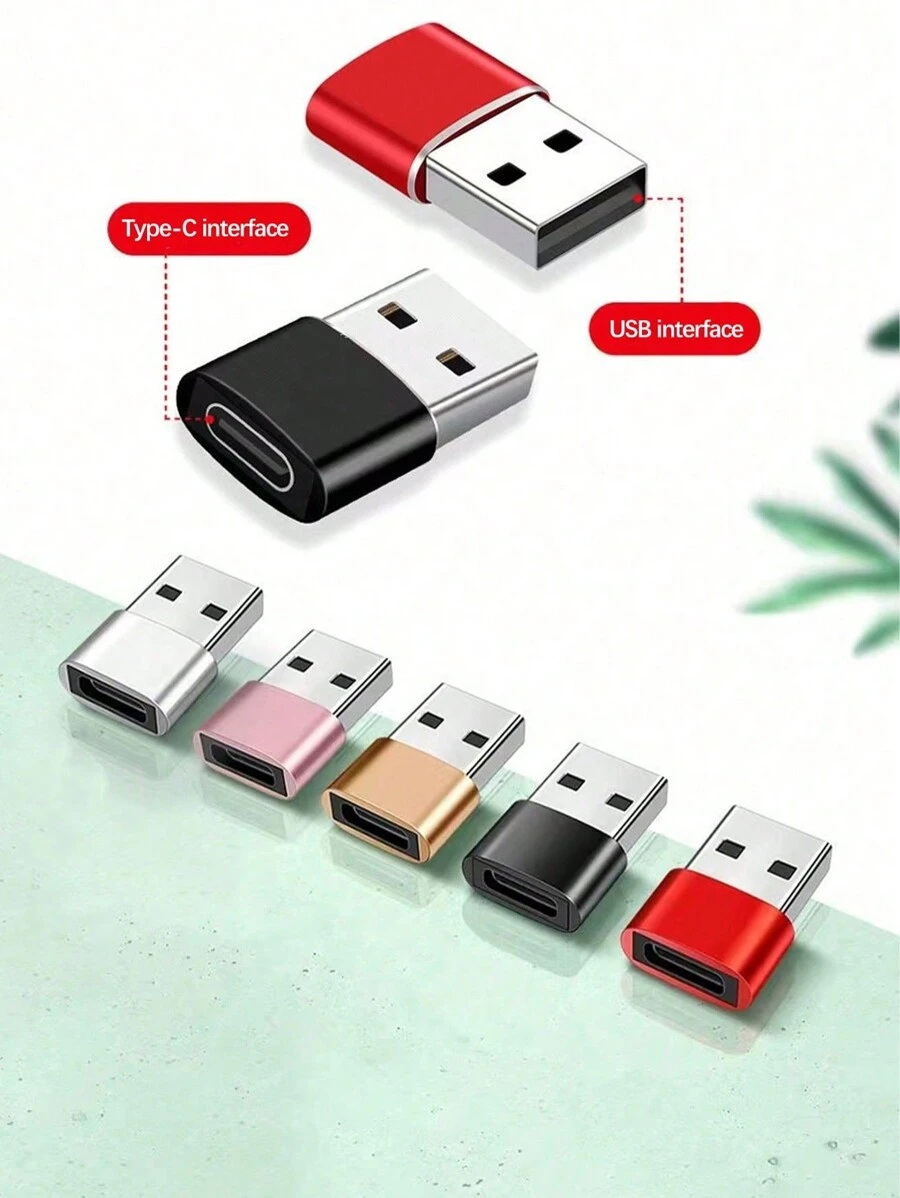 1 个铝合金高光 Type-C 转 USB 适配器，兼容智能手机、电脑、车载充电器、PD 数据线、USB 集线器、快速充电适配器 - 彩色 - 查看 1