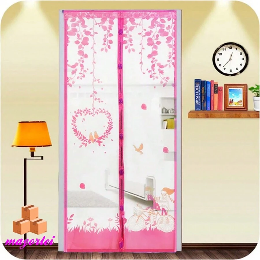 Mosquitera magnética para puerta, cortina de Material de poliéster, Textiles para el hogarMosquitera magnética para puerta, cortina de Material de poliéster, Textiles para el hogar - Rosa Fucsia - Ver 1