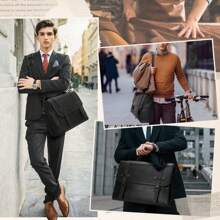 Mens Messenger Bag 17 Inch Waterproof Vintage Leather Laptop Briefcase ...