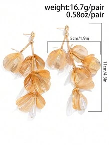 COINBUFF 1 paar elegante metallic vissenstaart franje lange oorbellen voor dames