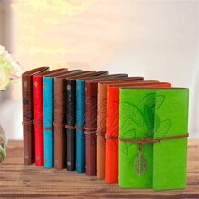 Taccuino A7 vintage con foglie, diario in pelle PU, taccuino in carta kraft, blocco note, taccuino per schizzi, cancelleria, forniture per ufficio e scuola