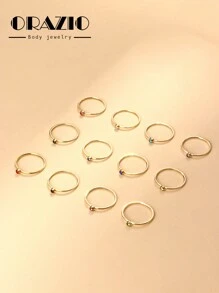 ORAZIO Birthstone Rings For Women Stainless Steel  Classic Design Gold Plated Band Wedding Party And Gifts Wholesale - Birthstone Rings - View 4