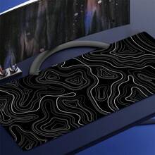 Topographic Contour Gaming Mouse Pad Large XXL Long Extended Pads Big Mousepad Keyboard Black Mouse Mat Desk Pad With 2mm Non-Slip Base And Stitched Edge For Gaming Office Home