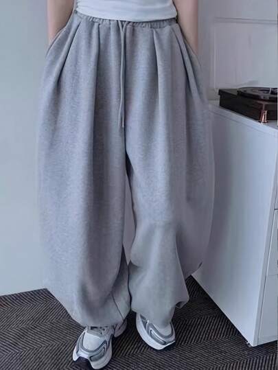 Men's Drawstring Waist Loose Casual Harem Pants, Street Style