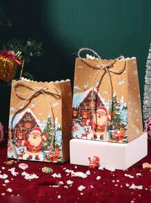10 túi quà Giáng sinh, Túi quà tặng có quai giấy Kraft cho tiệc lễ, Giáng sinh - Nhiều màu - Xem 7