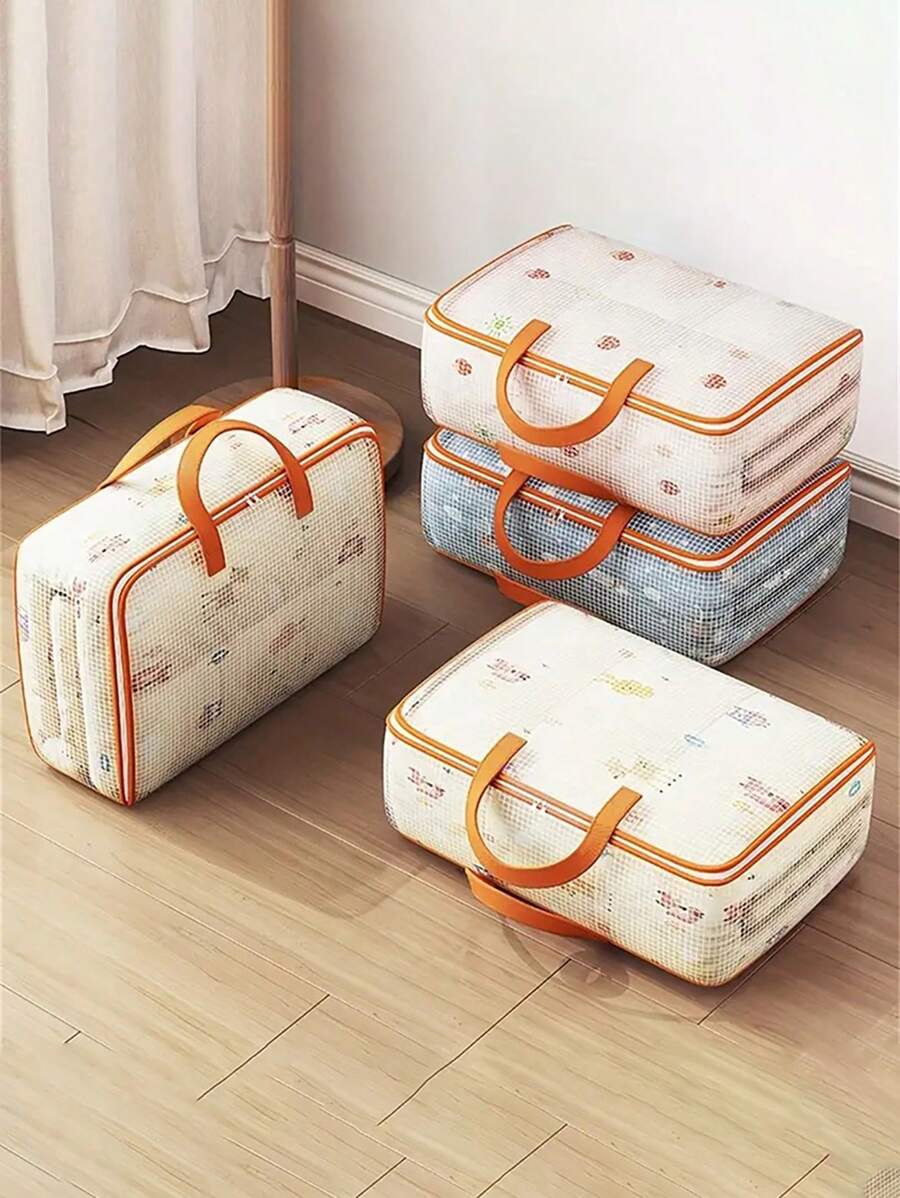 带拉链和手柄的超大 PVC 储物袋，31.7 加仑容量重型手提袋，用于搬家，节省空间的可折叠袋，用于被子、毯子和床上用品、袋子、整理器、储物 - 彩色 - 查看 1