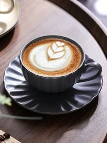 1套竖条纹咖啡杯碟 办公室咖啡杯 家用陶瓷杯 牛奶杯水杯 欧式拿铁咖啡杯 优雅复古下午茶杯 - 彩色 - 查看 6