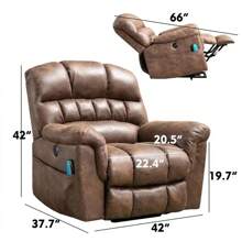 1pcs 42" Wide Oversize Power Lift Recliner Chair Multi-Angle Adjustment With Massage And Heating