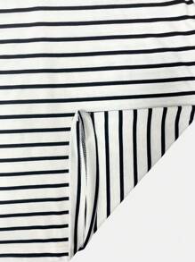 K&K FASHION SHEIN Striped Oversized T-Shirt - trắng - Xem 5