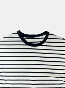 K&K FASHION SHEIN Striped Oversized T-Shirt - trắng - Xem 3