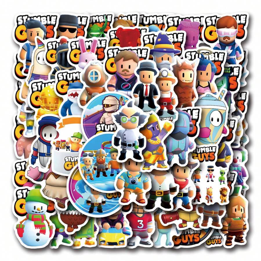 55 Stumble Guy Stickers For Kids, Perfect For Scrapbooks, Water Bottles, Journals, Laptops, Luggage, Bumpers, Cell Phones, Scooters, Helmets, Stumble Guy Stickers For Boys Girls - Multicolor - View 1